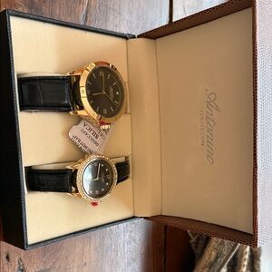 Black and Gold Men's Watch Set